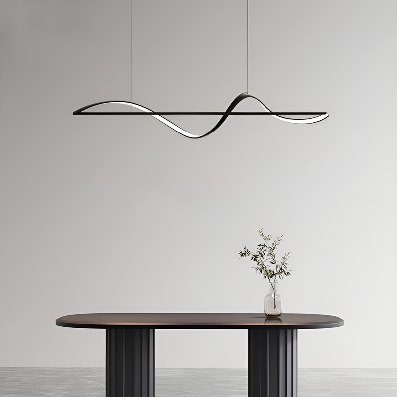 Люстра чорна хвиляста хвиля L-100 см до кухні 44W 3200K-4100K-6000K Black Waves CREEM LED LAMP 231142-100002814