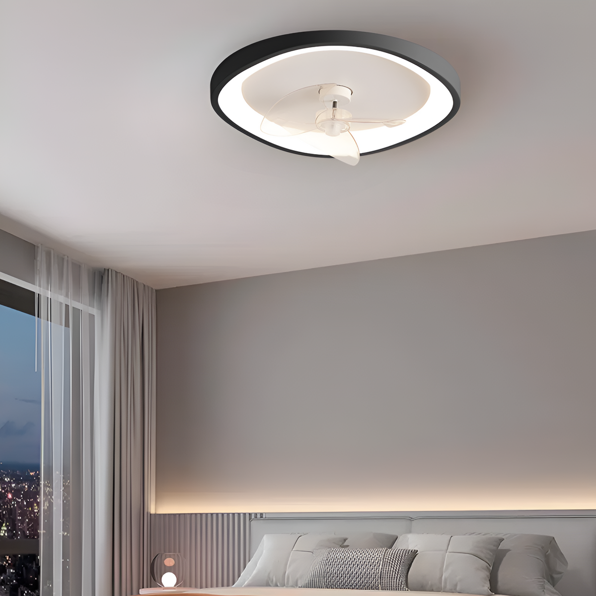 Люстра стельова з вентилятором Ceiling wave fan D-50см Led 32W Black 250522-100004675