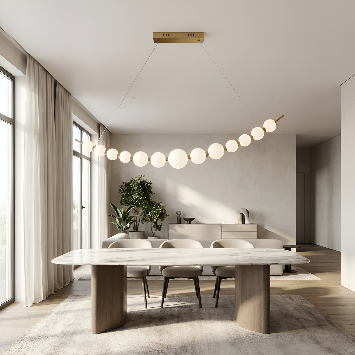 Підвісна люстра L-110 cm Led 14W White+Gold Pearls 251218-100006845