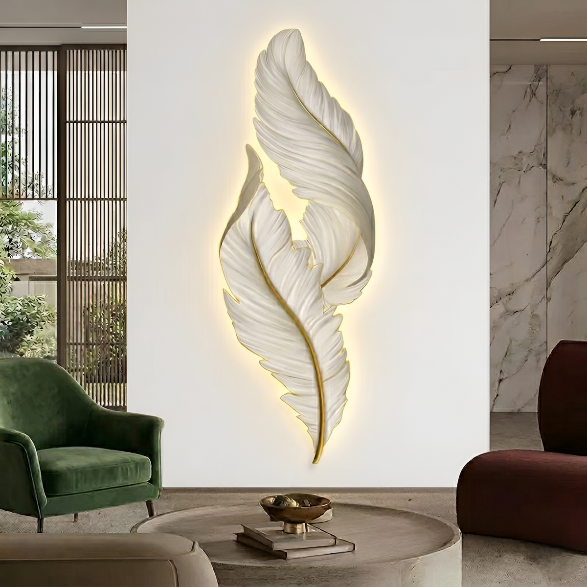 Настінні світильники білі пірʼїни H-80 / 100 / 120 / 150 / 180 / 210 cm Led 3000K White Feather 260658-100008138