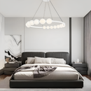 Підвісні люстри білі з перлинами D-60 cm / D-80 cm Led 3000K-6000K White Pearls 251018-100006474