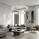 Люстри з подвійними кільцями D-40+60 / D-60+80 cm Led 4000К Gold Frost Clear Crystal 260118-100007232