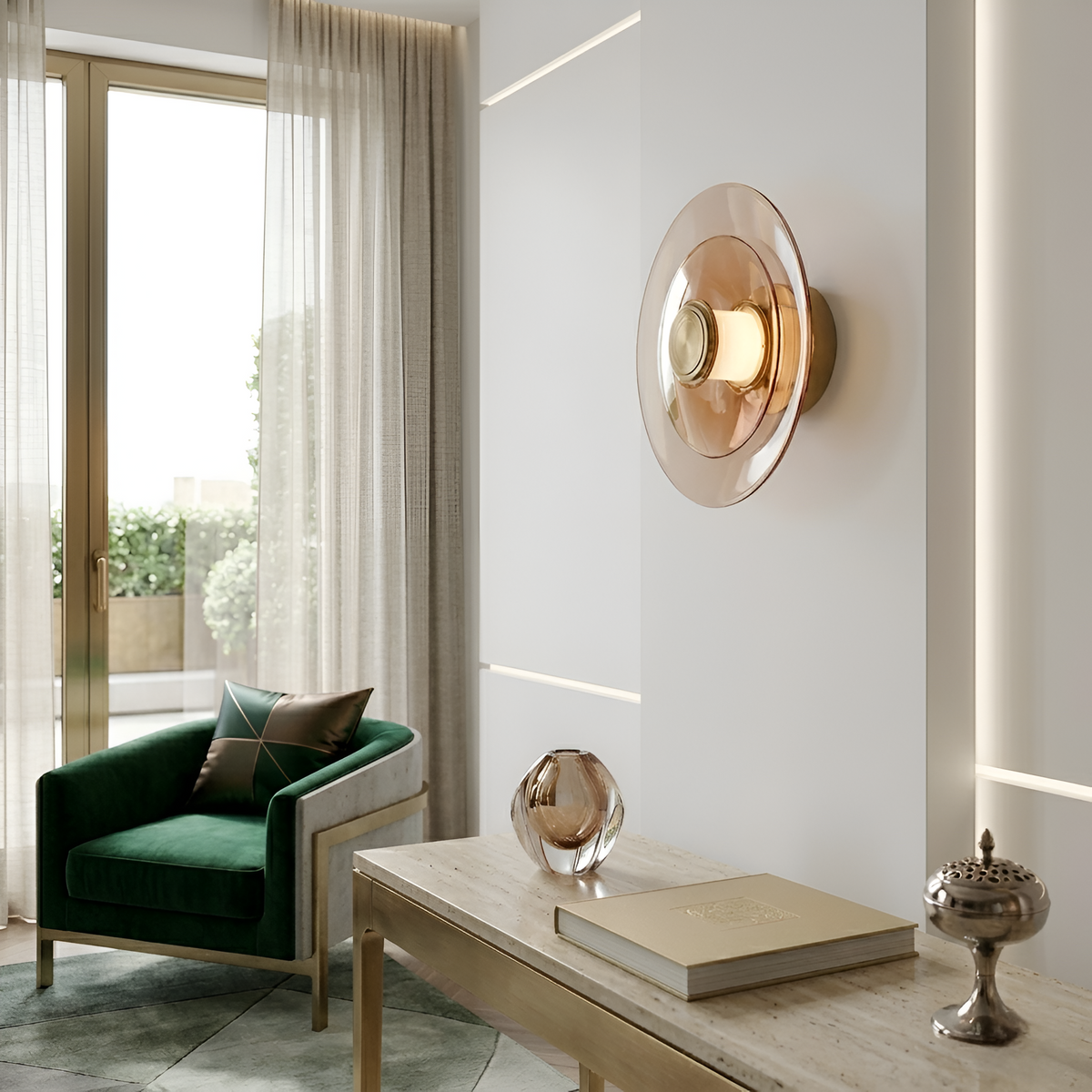 Настінні світильники золоті D-23 cm / D-30 cm Led Gold Plate 260658-100008152