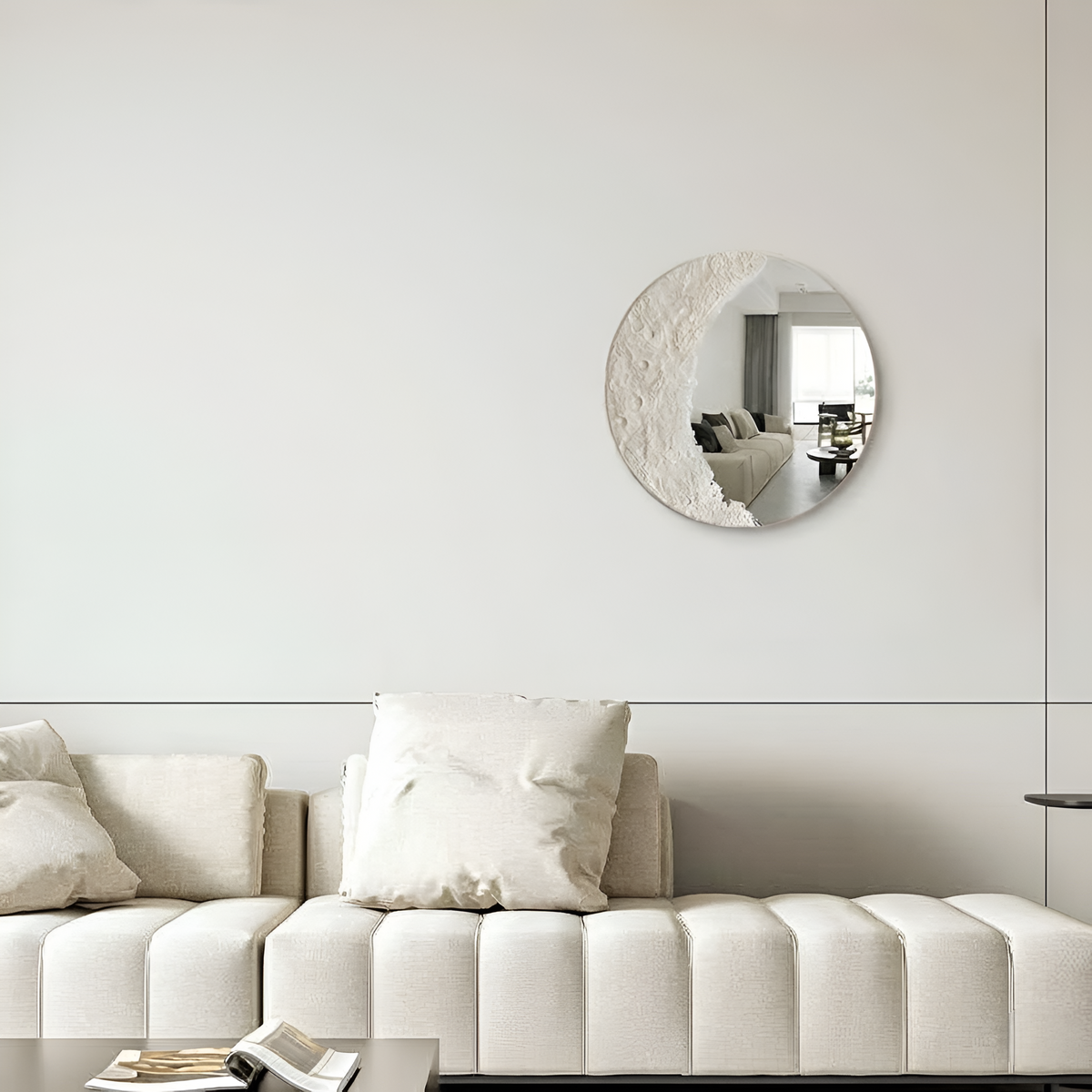 Настінні світильники Полумісяць дзеркало D-40 cm Led 3000K-6000K Black+White Moon Mirror 251218-100006908