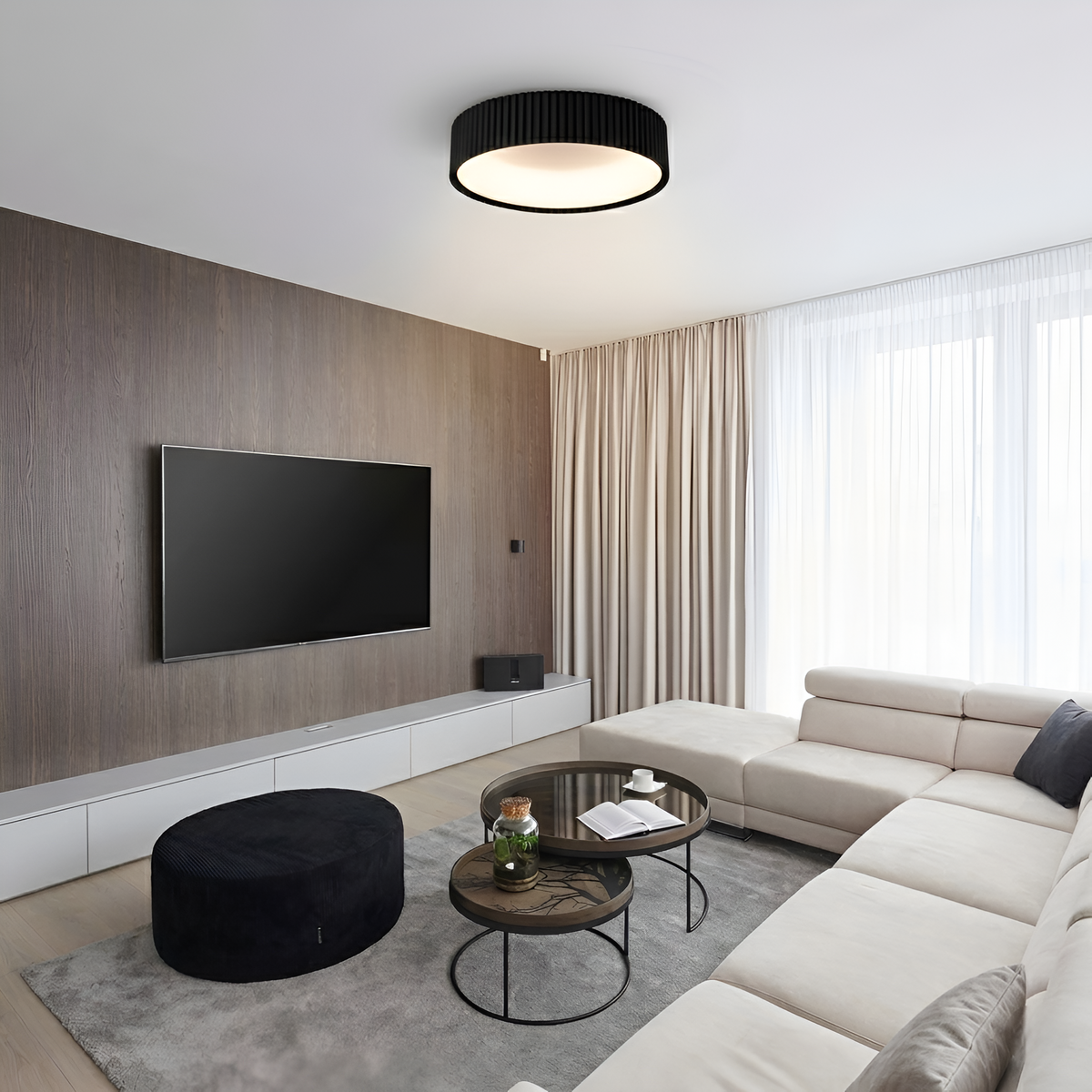 Стельові люстри чорні D-40 cm / D-50 cm Led Black Gofre 260322-100007624