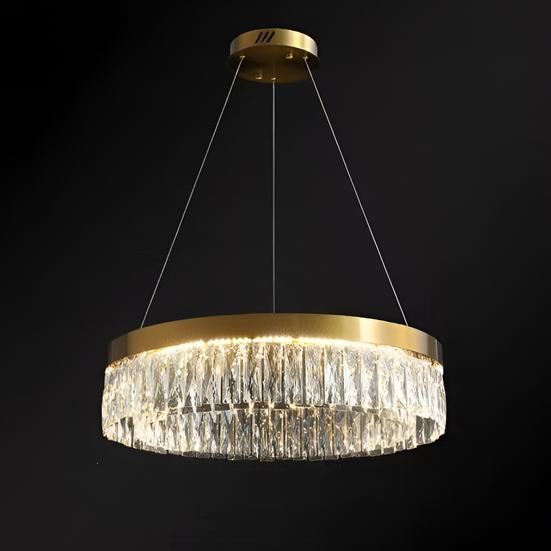 Підвісна люстра золота подвійна D-60 cm / D-80 cm Led 43W 4000K Gold+Clear Crystal 250918-100005928
