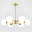Люстра золота з білими плафонами D-75 см Н-55 см E27*6 Gold+White Wendy 251121-100006686