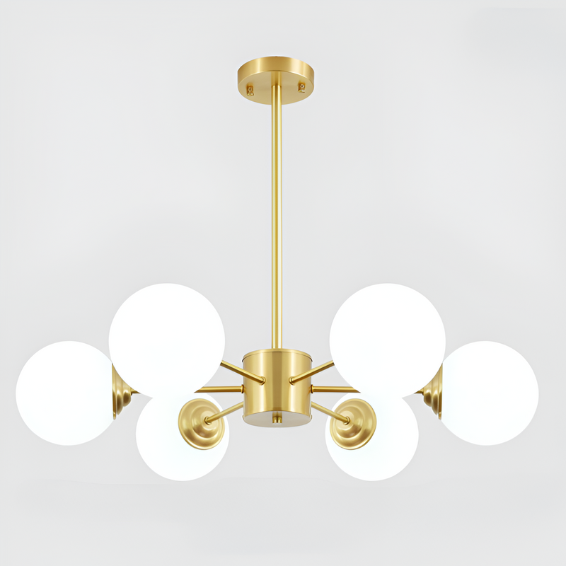 Люстра золота з білими плафонами D-75 см Н-55 см E27*6 Gold+White Wendy 251121-100006686
