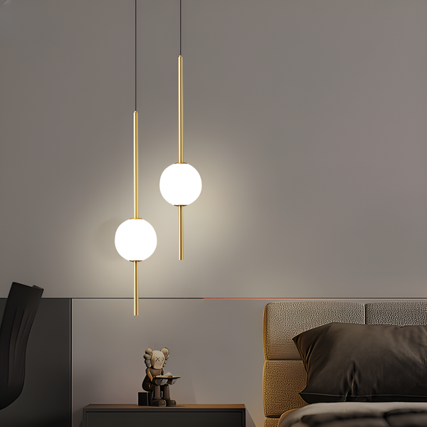 Підвіси подвійні чорні / золоті з кулею D-12 cm 20W Led 4000K Black/Gold Vertical tubes 2 231158-100002757