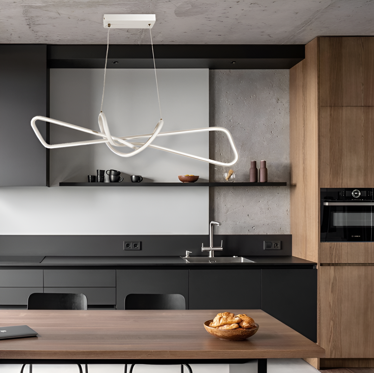 Підвісна люстра біла геометрична L-85 cm / L-100 cm Led White Geometry 250718-100005647