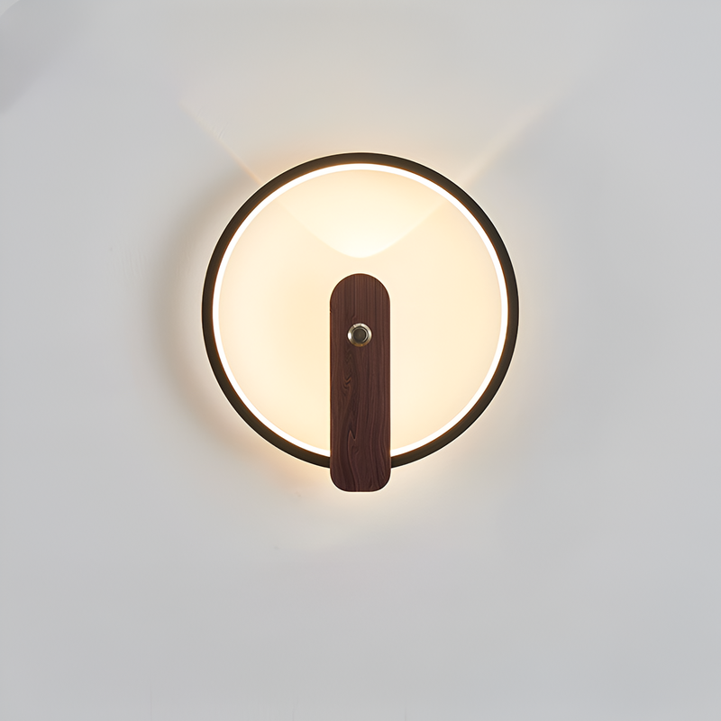 Настінний світильник чорний з імітацією дерева D-23.5 cm Led 14W 4000K Black+Wood 251018-100006330