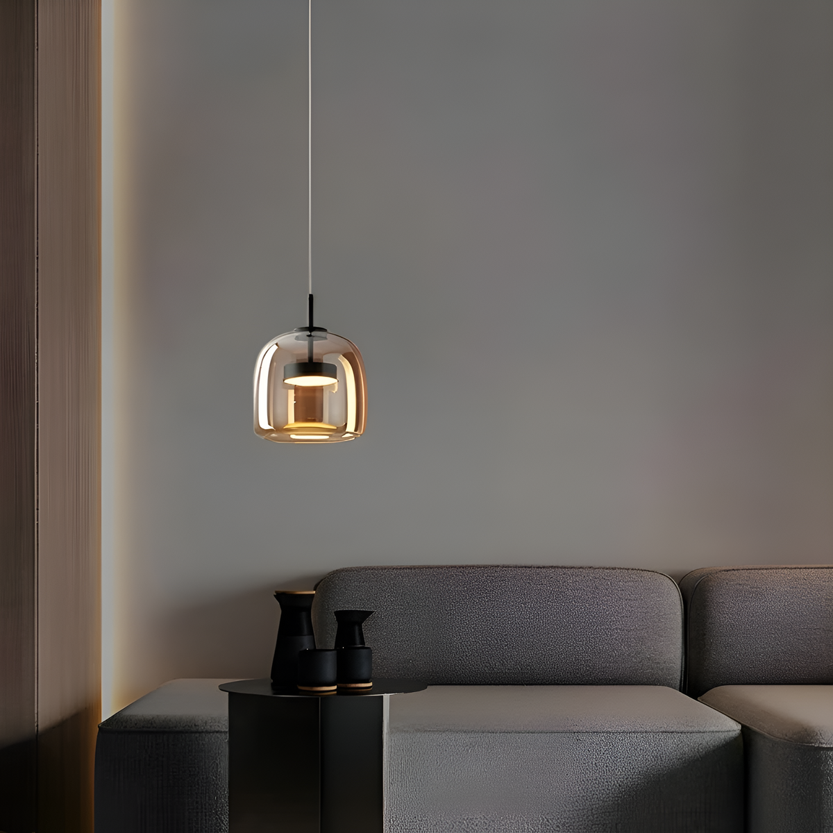 Підвісний світильник бурштиновий D-23 cm Led 9W 3000-6000K Black+Amber Jube 251231-100006782