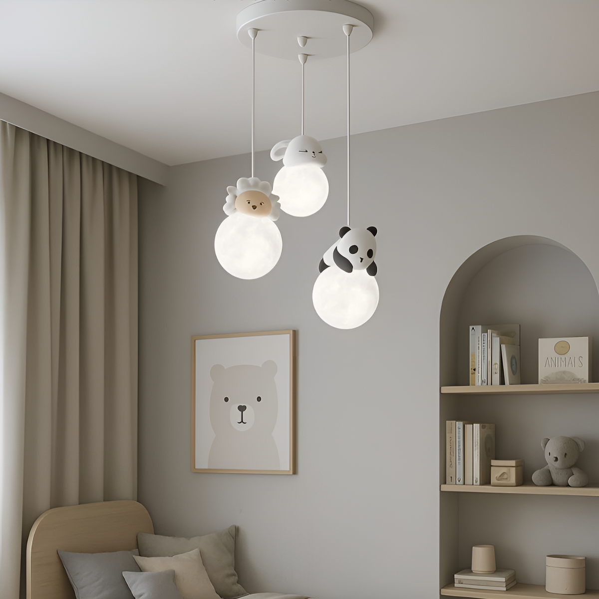 Люстра підвісна з тваринками в дитячу Pets G9x3 White 250518-100004780