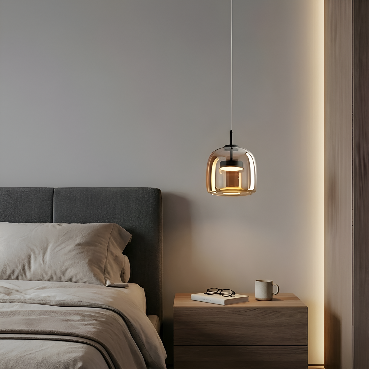 Підвісний світильник бурштиновий D-23 cm Led 9W 3000-6000K Black+Amber Jube 251231-100006782