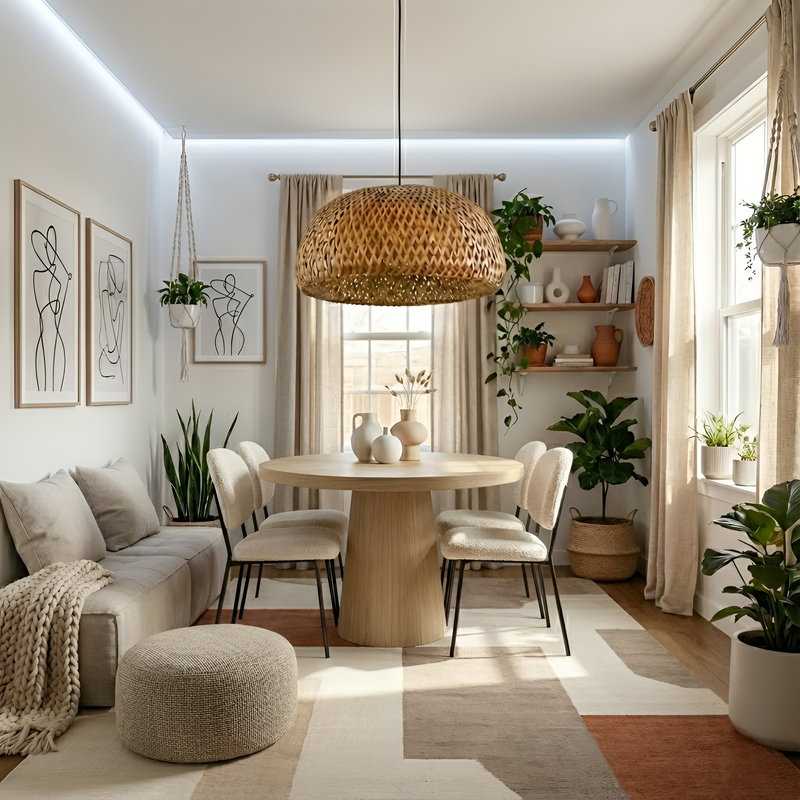 Підвісна люстра з соломи D-45 cm E27 Biege Earthlight 251231-100006783