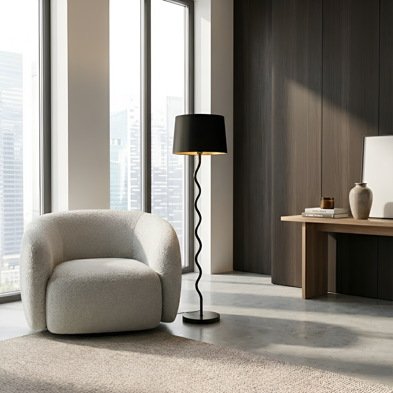 Торшер хвилястий чорний H-150 cm E27 Black Wave 251231-100006784