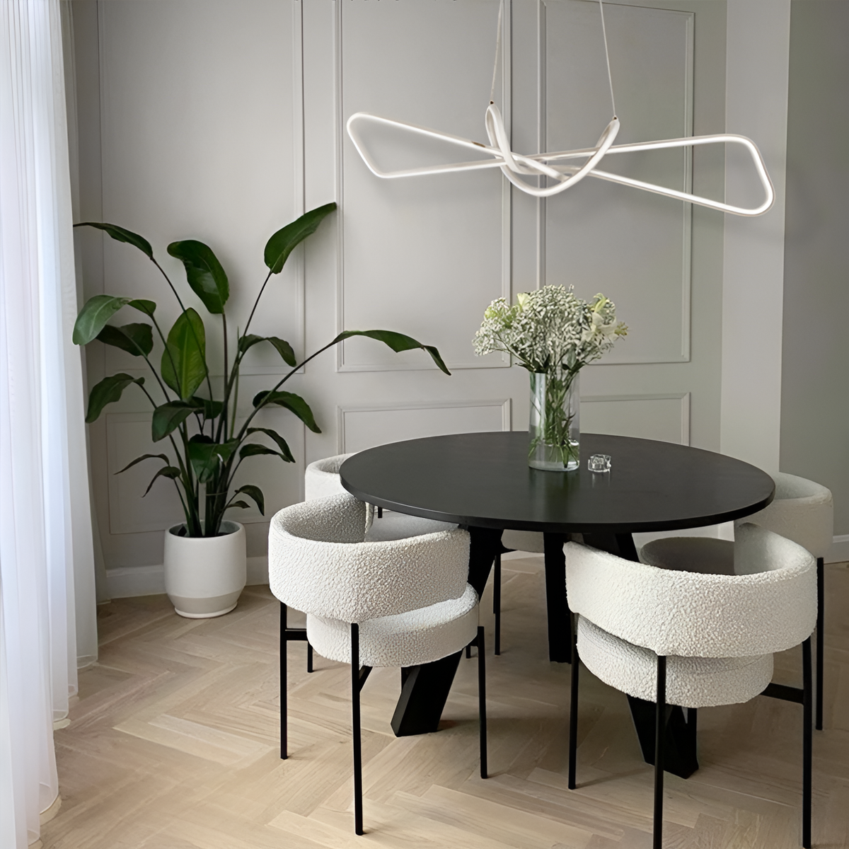Підвісна люстра біла геометрична L-85 cm / L-100 cm Led White Geometry 250718-100005647