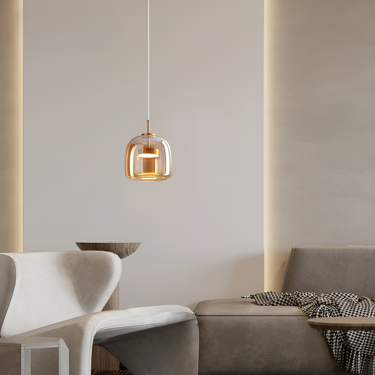 Підвісний світильник бурштиновий D-23 cm Led 9W 3000K-6000K Amber+Gold Jube 251231-100006775