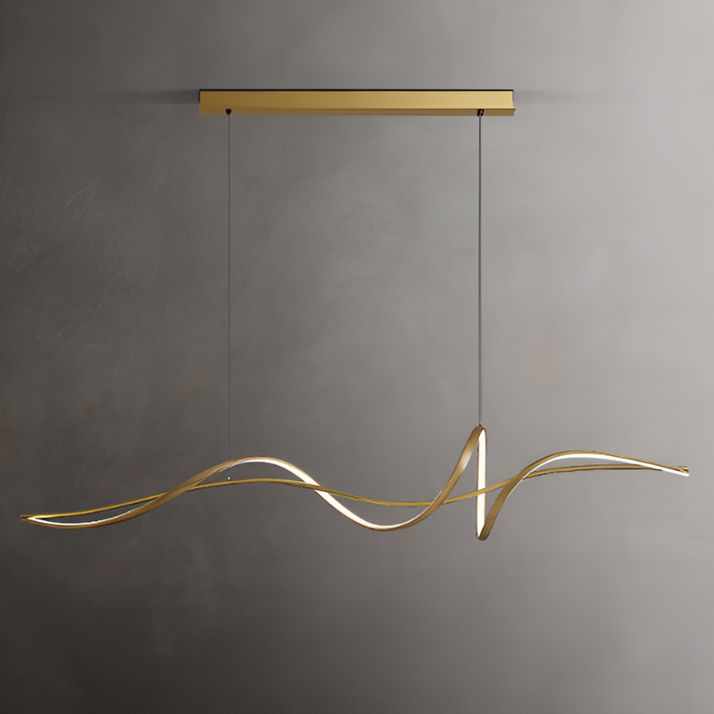 Люстра підвісна золота світлодіодна Хвиля L-120cm/L-100 cm Led 22W/20W Gold Wave 250518-100004772