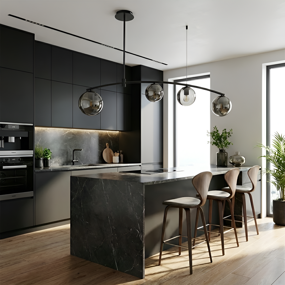 Підвісна люстра чорна L-125 cm E27*4 Black Bubbles 260131-100007118
