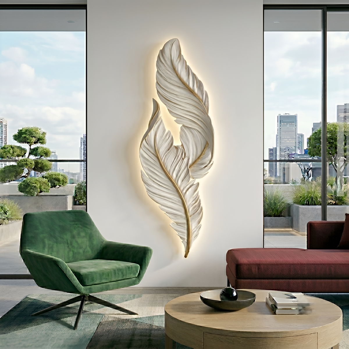 Настінні світильники білі пірʼїни H-80 / 100 / 120 / 150 / 180 / 210 cm Led 3000K White Feather 260658-100008138