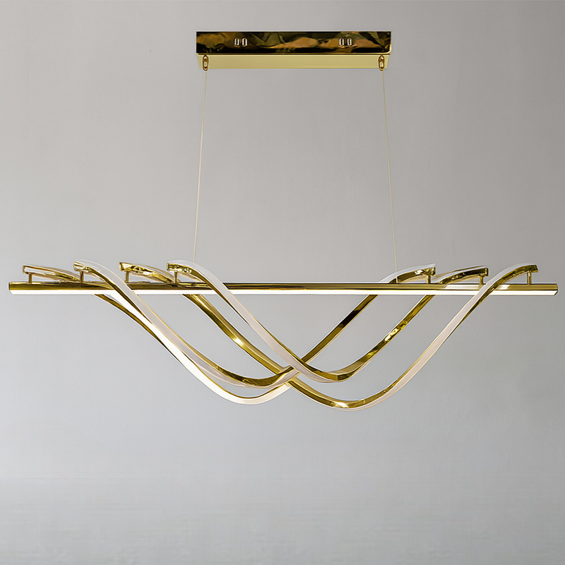 Підвісна люстра золота геометрична L-100 cm / L-120 cm Led Gold Geometry Wave 250718-100005648