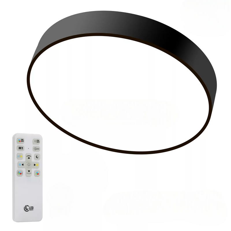 Стельовий світильник чорний з пультом D-30/40/50 cm Led + RGB Black Circle 251048-100006297