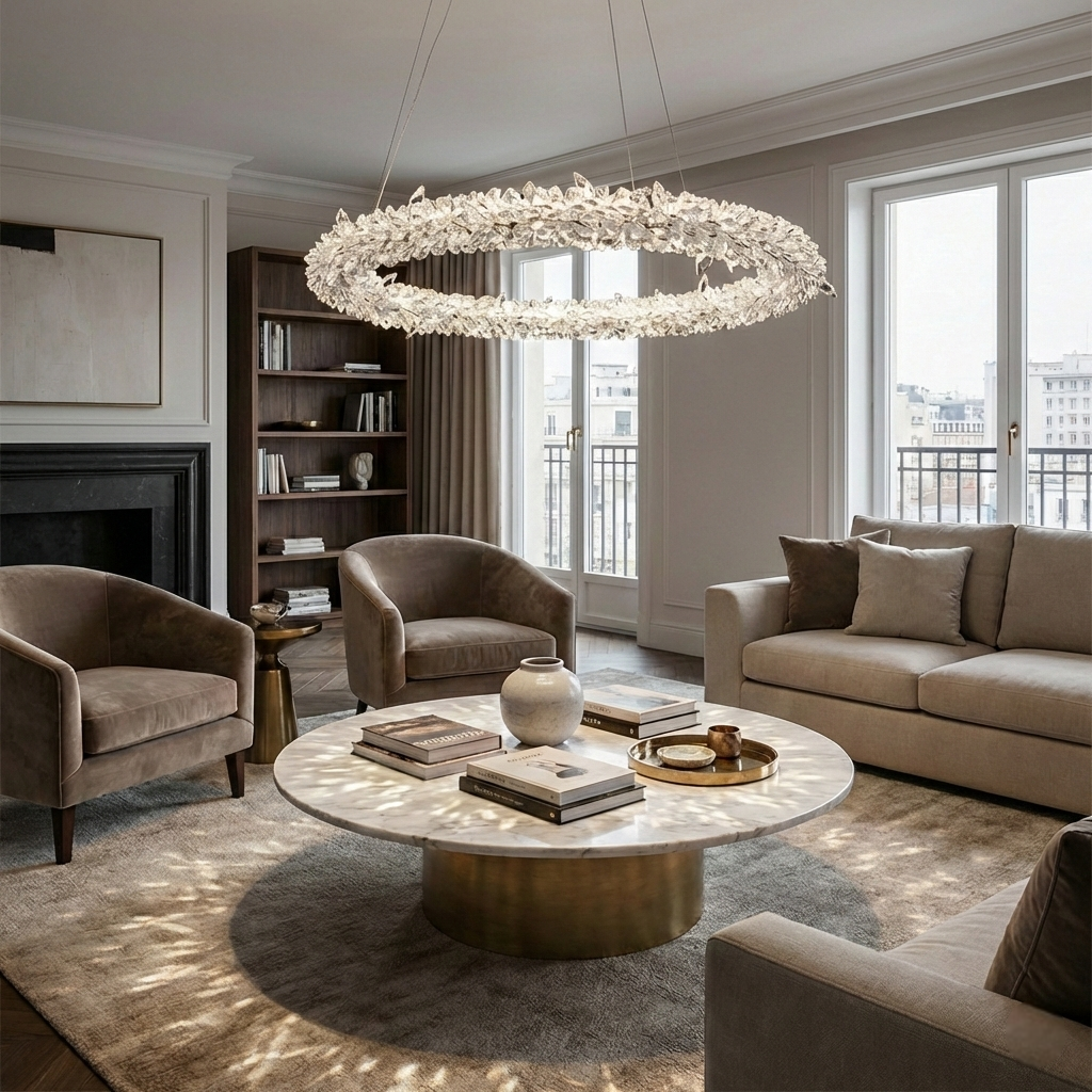 Люстри срібні D-40cm/ 60cm/ 80cm Led 4000K Chrome Luxury Crystal 260118-100007233