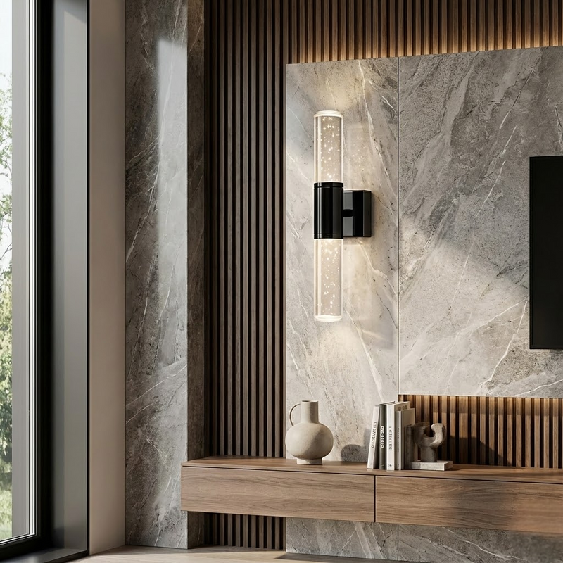 Настінний світильник чорний H-35 cm Led 10W Black Bubble Tube 251176-100006540