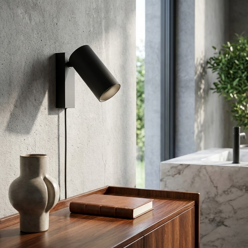 Настінний світильник чорний зі спотом H-11.5 cm GU10 Black 251110-100006707