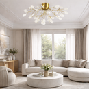 Люстри золоті підвісні з білими пелюстками D-85 cm / D-90 cm G4 Квітка Flower 260318-100007642