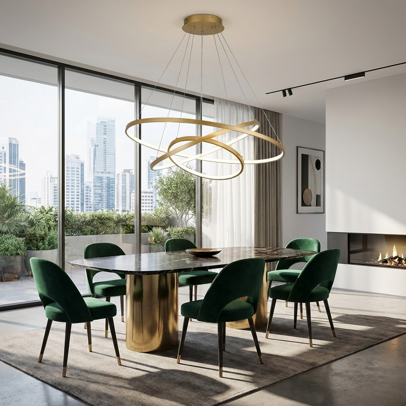 Підвісна люстра матова золота D-80 cm Led 95W 4000K Gold 3 Rings 251161-100006706