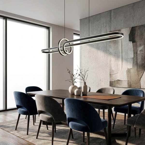 Підвісна люстра чорна з пультом L-110 cm Led 32W Black Geomeetry 251161-100006729