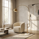 Торшер золотий зі столиком з каменю H-178 cm E27 Gold+White Rod 251265-100006858
