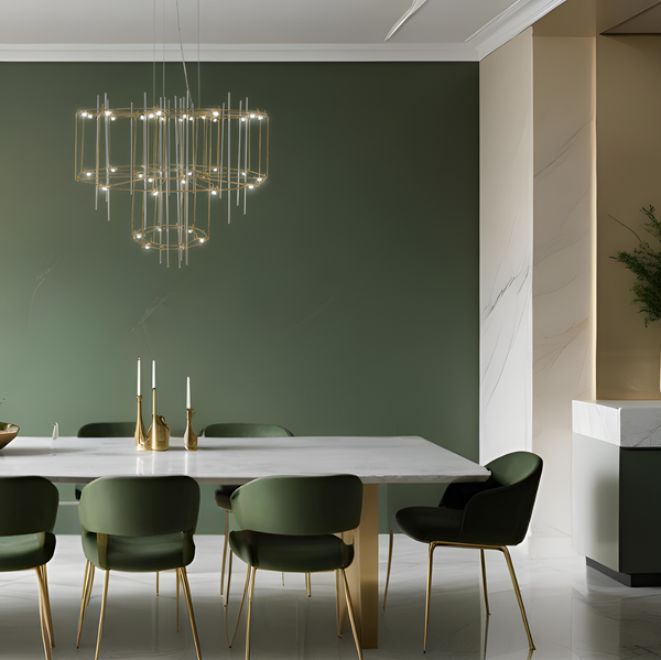 Люстра підвісна золота двоярусна / триярусна D-60 cm / D-80 cm Led Gold Rain 250718-100005679