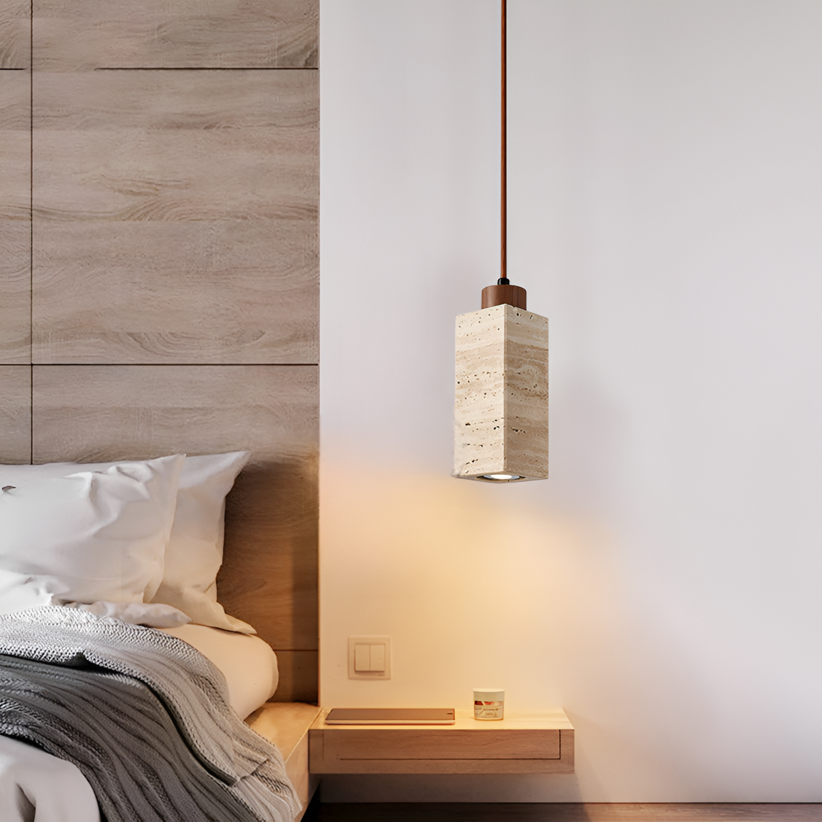 Підвісний світильник H-28 cm Е27 Wood+Beige Half 260218-100007422