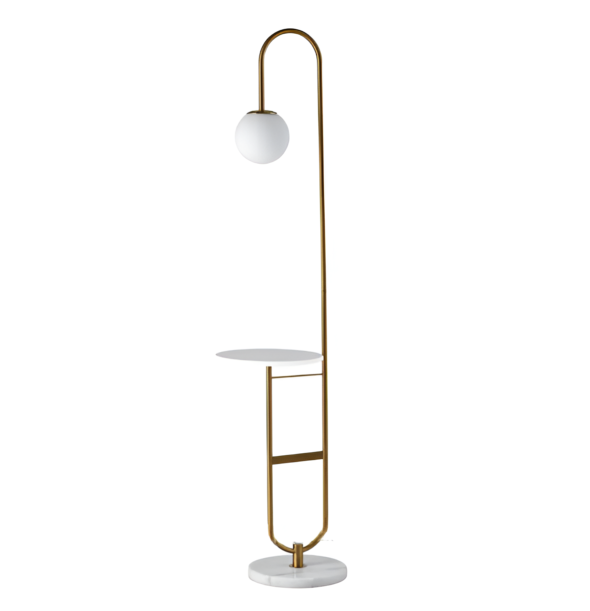 Торшер золотий зі столиком з каменю H-153 cm E27 Gold+White Bollo 251265-100006859