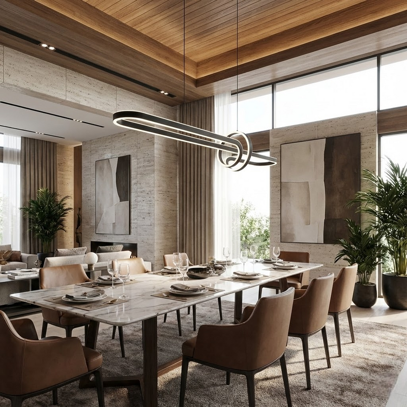 Підвісна люстра чорна з пультом L-110 cm Led 32W Black Geomeetry 251161-100006729