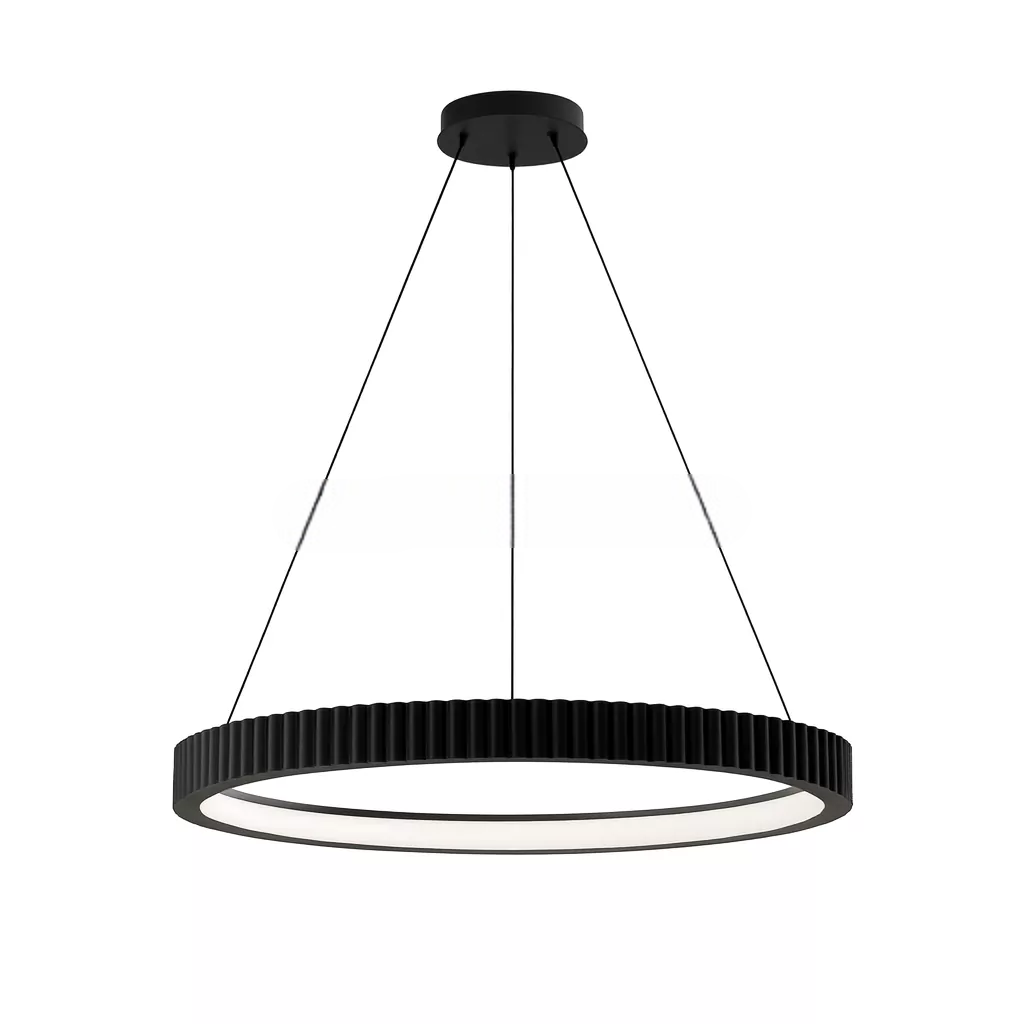 Підвісна люстра чорна D-60 cm Led 50W 3000K-6500K Black Gofre 260248-100007394