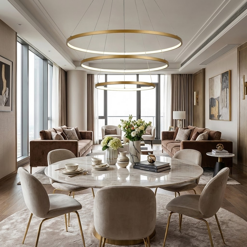 Підвісна люстра матова золота D-80 cm Led 95W 4000K Gold 3 Rings 251161-100006706