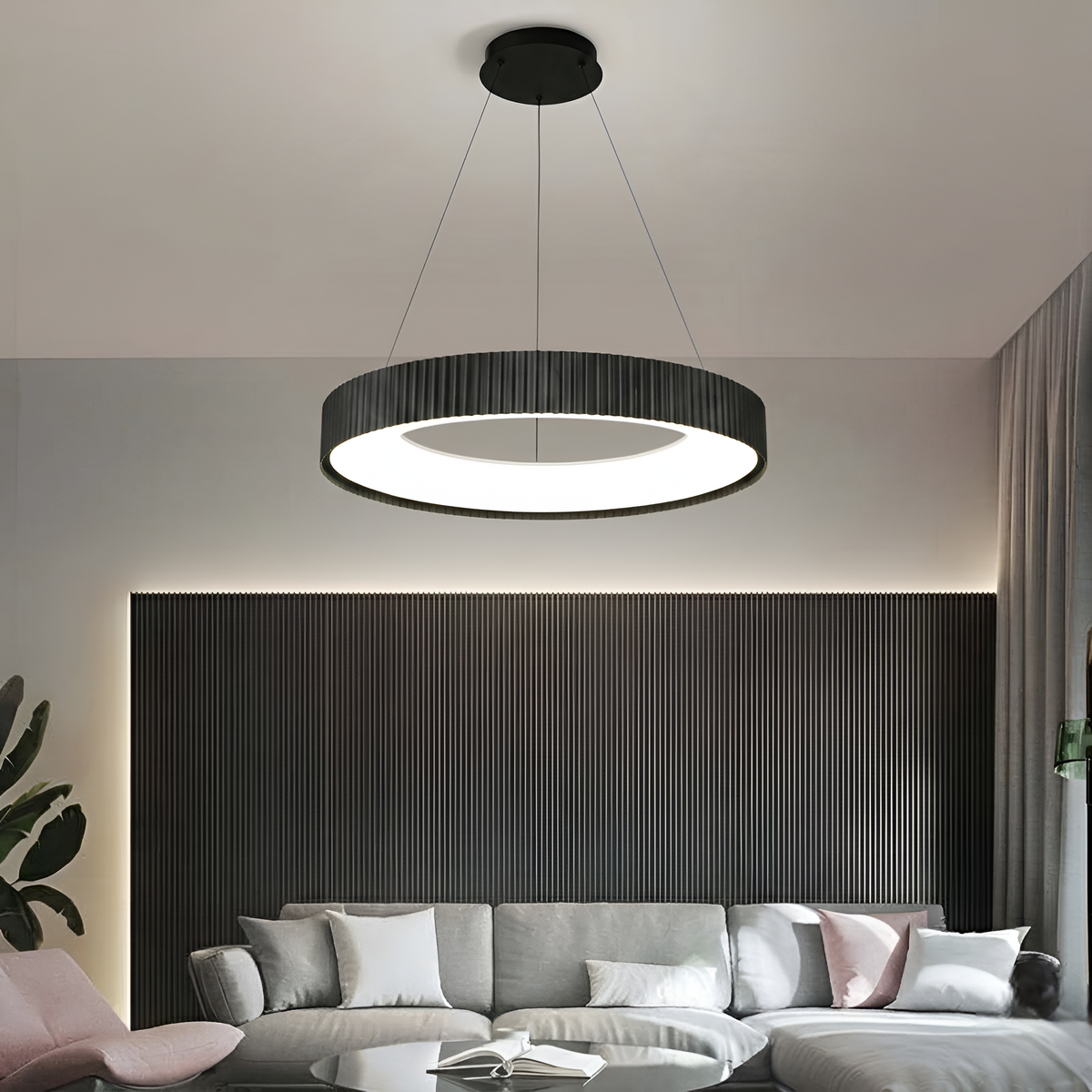 Підвісні люстри чорні D-40 cm / D-50 cm Led Black Gofre 260322-100007620