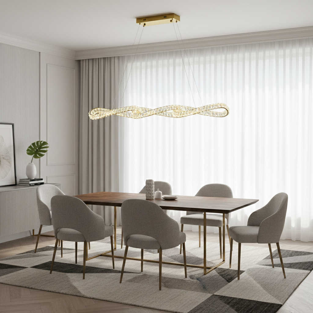 Підвісна люстра золота L-120 cm Led 3000K-6000K Gold Crystal diamond 260288-100007478