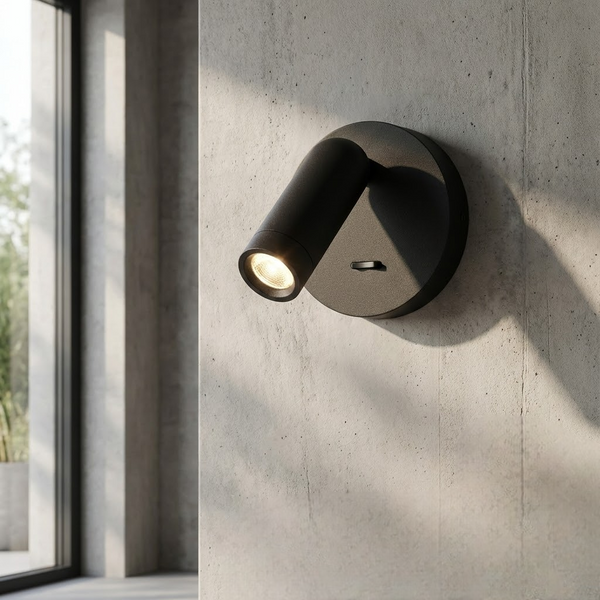 Настінний світильник чорний зі спотом D-9 cm Led 3W 4000K Black 251132-100006702