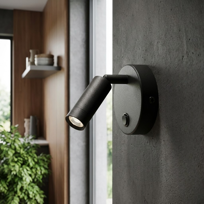 Настінний світильник чорний зі спотом H-11 cm D-8 cm G9 Black 251140-100006703