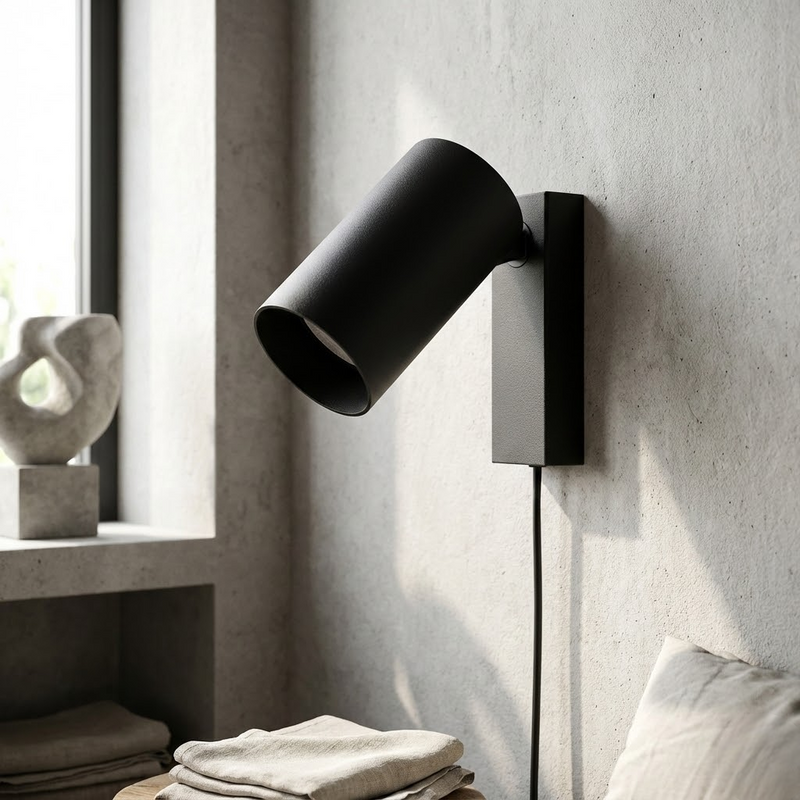 Настінний світильник чорний зі спотом H-11.5 cm GU10 Black 251110-100006707