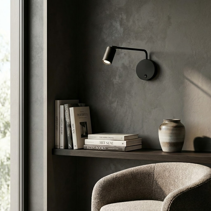 Настінний світильник чорний зі спотом H-27 cm D-10 cm GU10 Black 251140-100006708