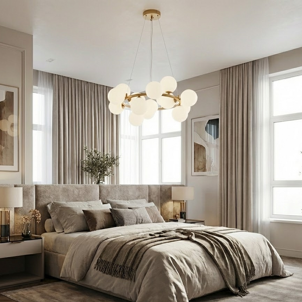 Люстра золота з білими плафонами D-60 cm G9x15 Gold + White Modo Bubbles 251131-100006732