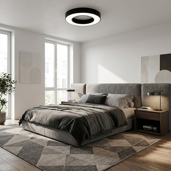 Стельва люстра чорна кругла D-50 cm Led 80W 3000K-6000K Black Bagel 251118-100006750