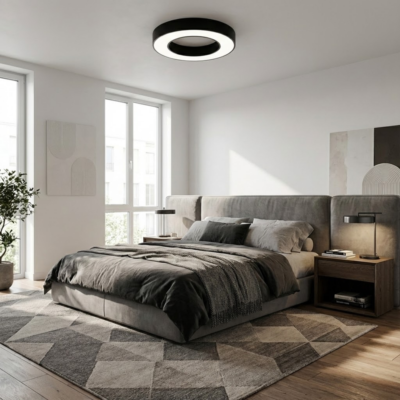 Стельва люстра чорна кругла D-50 cm Led 80W 3000K-6000K Black Bagel 251118-100006750