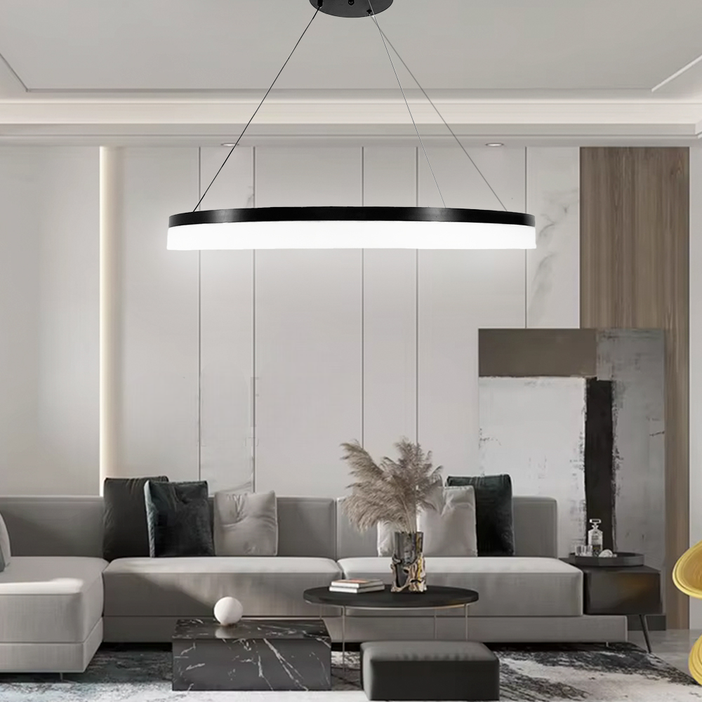 Підвісні люстри D-50 cm / D-60 cm / D-80 cm Led 3000K-6000K Black Matte Ice 251218-100006974